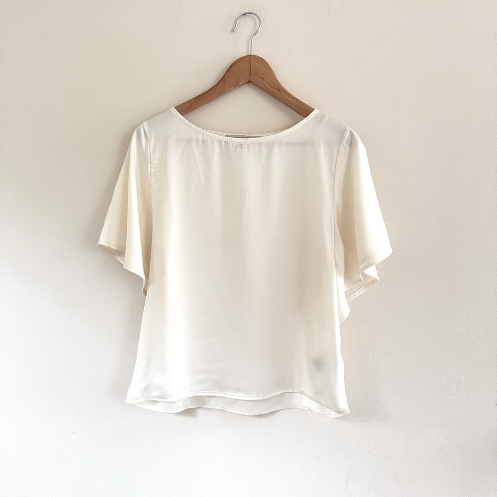 Catherine Malandrino Ivory Flutter Sleeve Blouse‎ Top Size Small